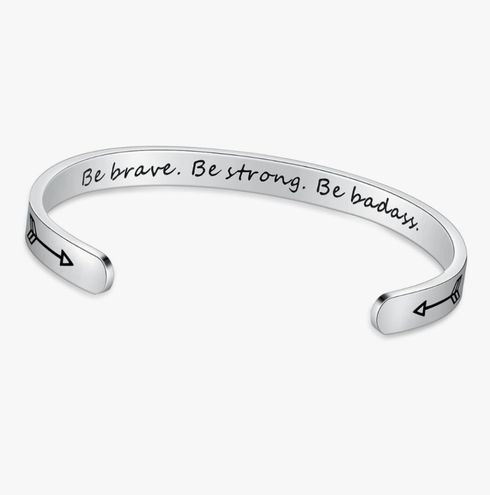 Inspirational Silver Cuff Bracelet
